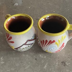 Handcrafted Yellow and Brown Ceramic Mugs